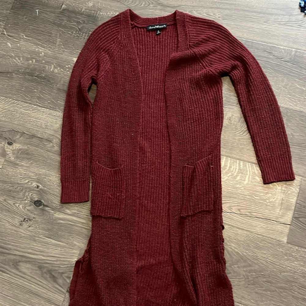 Burgundy knitted cardigan